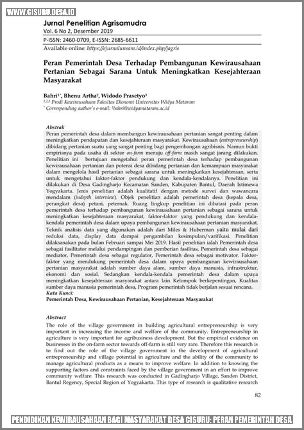 Pendidikan Kewirausahaan bagi Masyarakat Desa Cisuru: Peran Pemerintah Desa