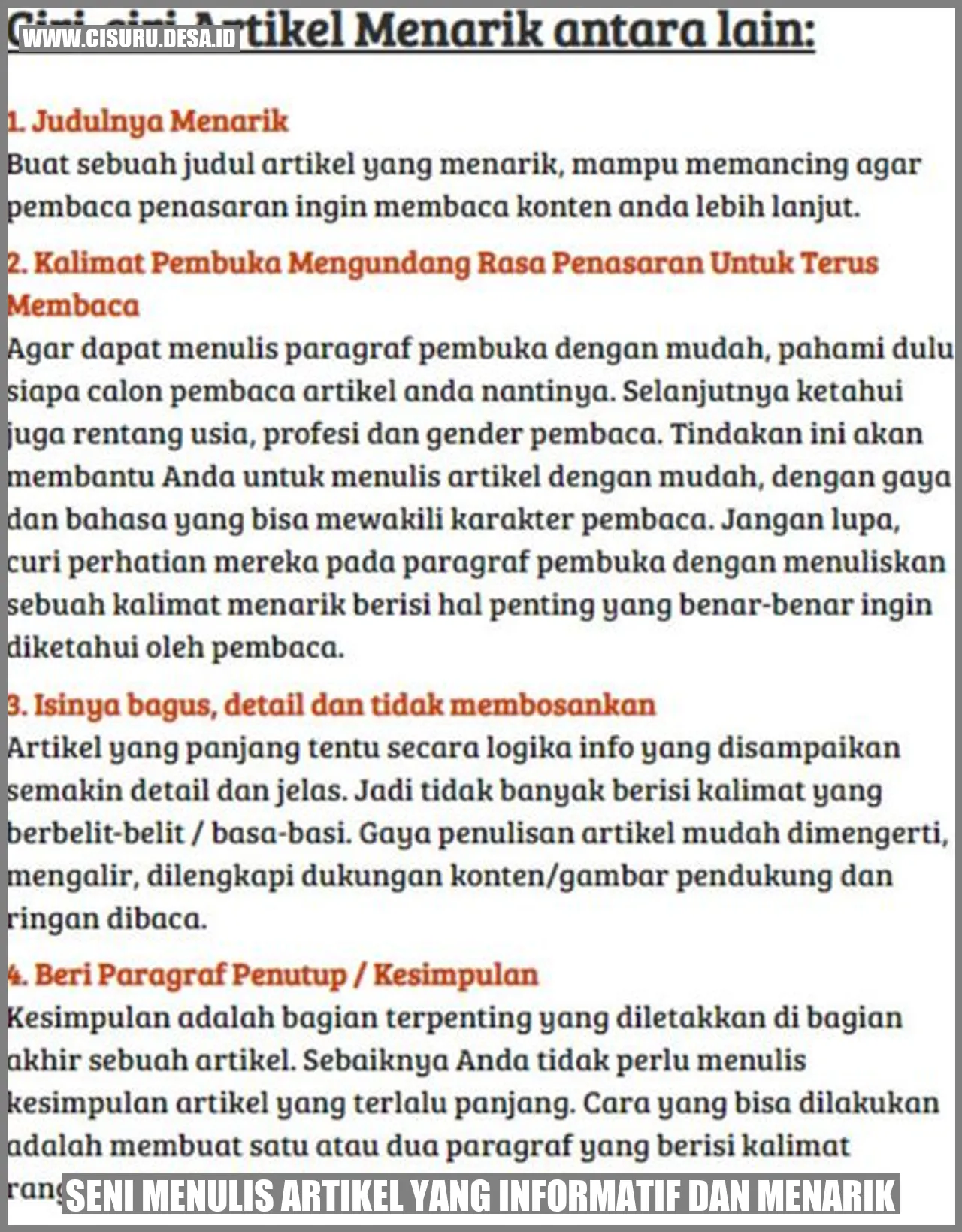 Seni Menulis Artikel yang Informatif dan Menarik